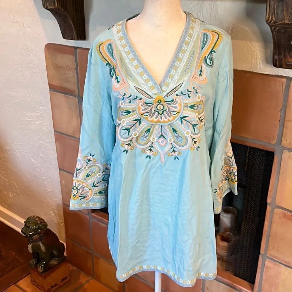 SOFT SURROUNDINGS Embroidered RIVER ISLAND TUNIC, M!